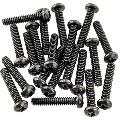 Musiclily Basic 2.8x17mm Metal Metric Thread Single Coil Pickup Mounting Screws for Strat Stratocaster/Tele Telecaster Electric Guitar, Black(Set of 20)