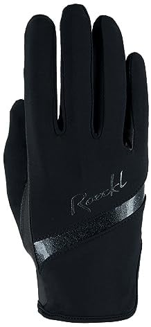 Roeckl Sports Reithandschuh Lorraine, 5 Farben, Größe 6-8.5 | Glitzer-Details | atmungsaktive Nylon-Oberhand | riegellose Schlupfform | griffige PU-Innenhand