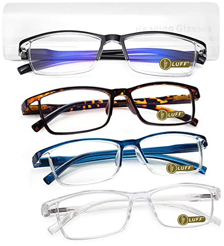 LUFF 4 paires de lunettes de lecture anti-rayons bleus Lecteurs ultra-légers portables(3.0X)