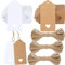 G2PLUS 200stk Geschenk Anhänger, 4.5x9.5CM Kraftpapier Etiketten Tags 300g/m² Geschenkanhänger Etiketten Herz mit Schnur für Hochzeit Geschenke zum Basteln-Braun und Weiß