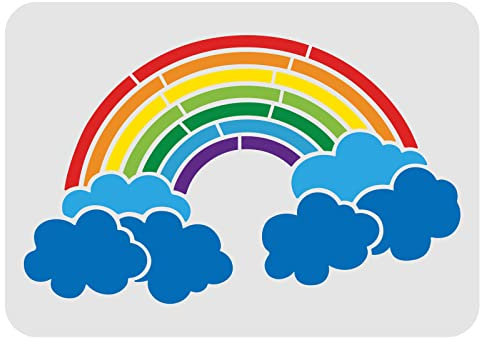 FINGERINSPIRE Modèle de Pochoir Arc-en-Ciel 30x21cm Rectangle Pochoir de Peinture Nuage Arc-en-Ciel Réutilisable Pochoir D'Art Bricolage pour Murs et Artisanat (Plastique)