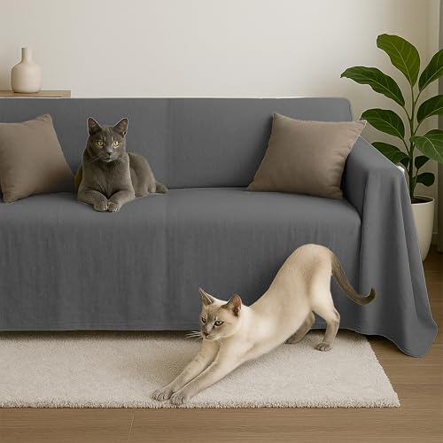 Byour3 - Sofabezug 2 3 4 Sitzer Leichte 100% Reine Baumwolle Sofa Cover Schutzhülle Sofaüberwurf L U Form Ecksofa Sofa Couch Abdeckung Alles Couchbezug Abwaschbar (Anthrazitgrau, 1 Sitzer)