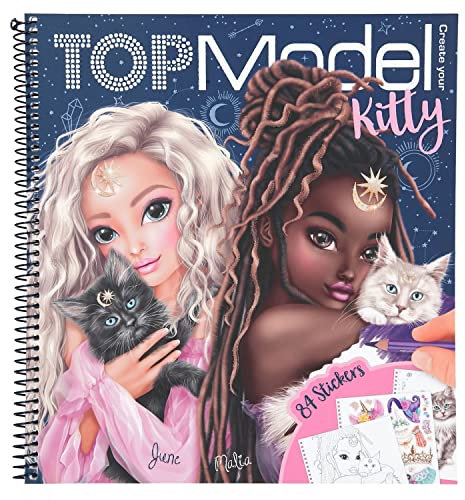 Depesche 11663 TOPModel - Malbuch Create your Kitty im Moonlight Design, Ausmal-Buch mit Katzen-Motiven, 92 Seiten, inkl. Sticker, ca. 22,2 x 20,7 x 1,2 cm