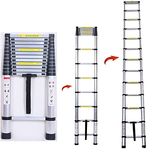 5m Aluminium Mehrzweckleiter Teleskopleiter Ausziehbar Leiter Klappleiter Anti-Rutsch Stufen Multifunktionsleiter Trittleiter 150KG Belastbarkeit