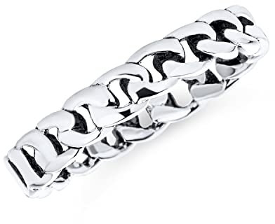 Unisex Massive Geflochtene Keltische Ewigkeit Band Knoten Kabel Kandare Kubanischen Link Kette Ringe Hochzeit Bands Für Frauen Mädchen Männer Jungen .925 Sterling Silber 3Mm