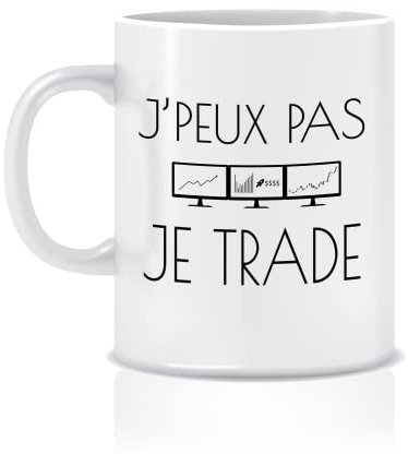 Trendy Connect Mug, Tasse à café - J'peux Pas Je Trade - Cadeau Collègue Drôle Humour