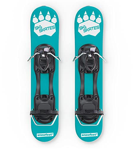 Skiskates - Mini Ski Skates für den Schnee | Skating Skis Snowblades Skiboards | Schlittschuhe für Schnee | Die Kürzesten Skier (Turquoise | Ski Bindings)