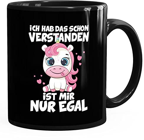 MoonWorks® Kaffee-Tasse Einhorn Ich hab das schon verstanden es ist mir nur egal Bürotasse Kein Bock lustige Kaffeebecher schwarz standard