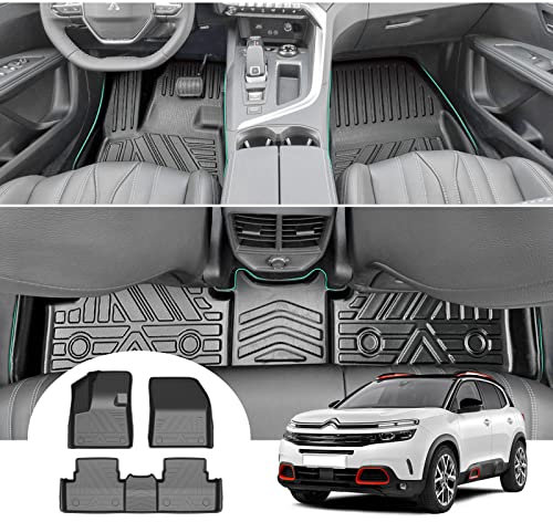 GAFAT Ci-troen C5 Aircross 2018-2024 2025 Fussmatten, C5 Aircross Fußmatten Gummimatten Original, 3D-Scannen TPE Hoher Rand, Kompatibel mit Citroen C5 Aircross Zubehör
