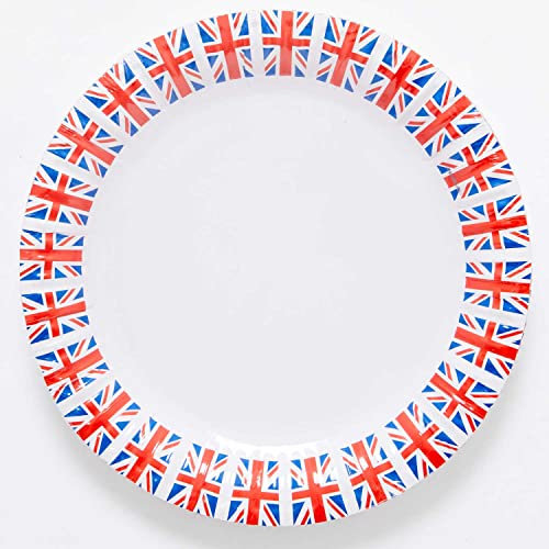 amscan 9913035-66 – Lot de 8 assiettes en carton avec drapeau du Royaume-Uni Rouge/blanc/bleu