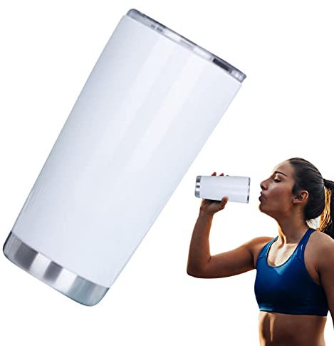 Anloximt Sublimationstassen - 20 oz doppelwandiger Vakuum-Edelstahlbecher mit auslaufsicherem Deckel | Sublimation White Straight Skinny Tumbler für Wärmeübertragung