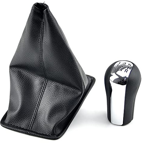 QKLsudua Pommeau de levier de vitesse de voiture à 5 vitesses + soufflet en cuir compatible avec to-yota Co-Rolla Ver-so RAV4 AVE-NSIS Ya-RIS-Mirror + anti-poussière