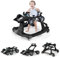 GOPLUS Trotteur Bébé Garçon Fille, Trotteur Bebe Évolutif 4 en 1 avec 3 Hauteur Réglable, Trotteur Bebe Marche Pliable avec Musique et Lumière, Charge 12KG, pour 6-18 Mois (Noir)