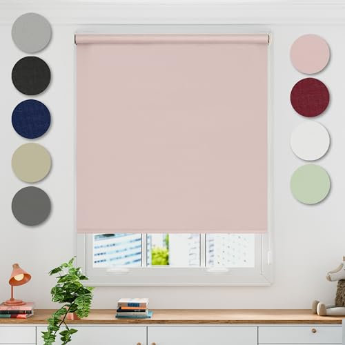 Emma Barclay Blackout Roller Blind in Blush Pink - Width 60 x Drop 165cm