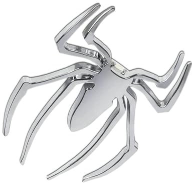 Spinnen Auto Emblem 3D Metall Badge Abzeichen Chrom Aufkleber für alle Automodelle (Silber)
