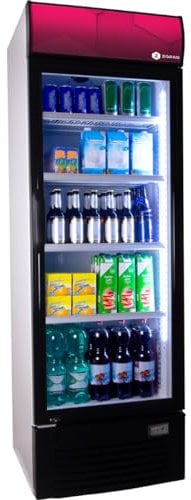 ZORRO - Getränkekühlschrank ZK 380 mit Werbetafel - weiß/schwarz - Flaschenkühlschrank - Kühlschrank mit Glastüre - Gastro Getränkekühler - Partykühlschrank - Werbetafel