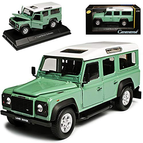 Land R*o*v*e*r Defender 110 5 Türer Grün mit Weissem Dach 1/24 Cararama Modell Auto mit individiuellem Wunschkennzeichen