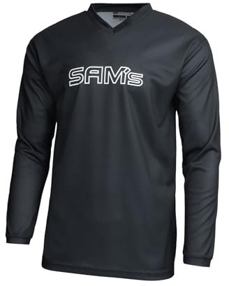 Sam's Herren Motocross-Shirt MX Jersey Langarm, Atmungsaktiv Dirt Enduro MTB Mountainbike Trikot, Schwarz/LogoBig Weiß, XL, SMJ-01