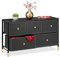 Relaxdays Kommode, HxBxT: 58,5 x 100 x 30 cm, 5 Schubladen, Sideboard Stoff & Stahl, Schubladenschrank, schwarz/Gold