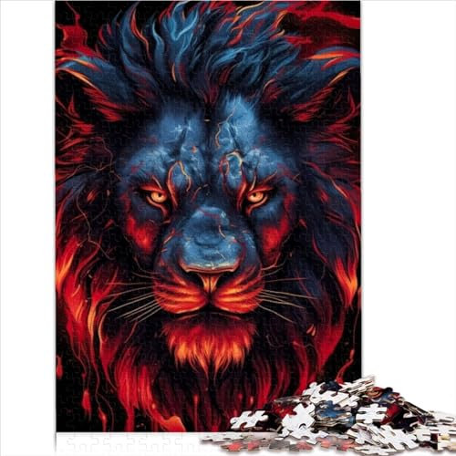 Kinderpuzzles Roter Löwenkopf für Erwachsene, 1000-teiliges Puzzle, Holzpuzzles ab 12 Jahren, für Erwachsene, schwierige schwere Puzzles für die Größe (50x75 cm)