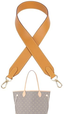 DGAZ Leder Schulterriemen 100cm, Ersatzriemen für Neverfull, ideal für Schultertaschen/EIN-Schulter-Tragen, Handgefertigt, mit O-Ringen und Geschenkbox (4cm Breit, Beeswax)