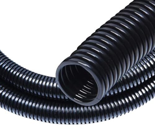 Tubo dividido de telar de alambre de 30 pies de 1/4 pulgadas, protector de cable para perro y gato, conducto de alambre dividido - Negro (30 pies 1/4 pulgadas)