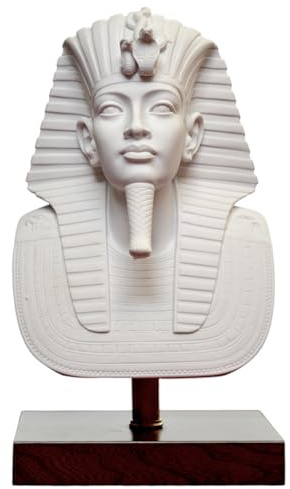 CBAM Maske Tutanchamun Tischskulptur aus weißem Marmor verschiedene Größen (33 cm)