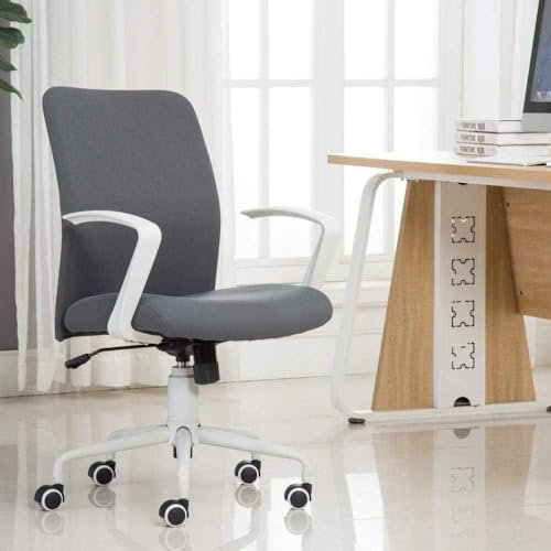 Sessel, Computerstuhl, Stoff, Bürostuhl, Drehstuhl, Heimbüro, verstellbare Höhe, Armlehnen, verchromter Sockel, Hocker (Farbe: Schwarz)