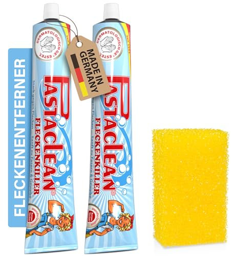 Pastaclean® Fleckenentferner 2x 100ml Fleckenpaste Effektiv gegen alle Arten von Flecken Fleckenlöser für Teppichböden, Polstermöbel, Kleidung, Gardinen, Autositze