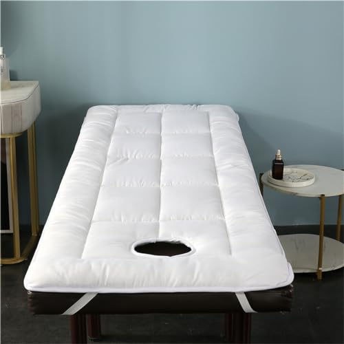 Matratze FüR Massageliege Mit Loch Tragbare Beauty Matratze Faltbares Weiche Bequemlichkeit Massagetische Mattress FüR Spa SchöNheits Gesichtssalon BettbezüGe Mit Gesichtsloch (Weiß,70x190cm)