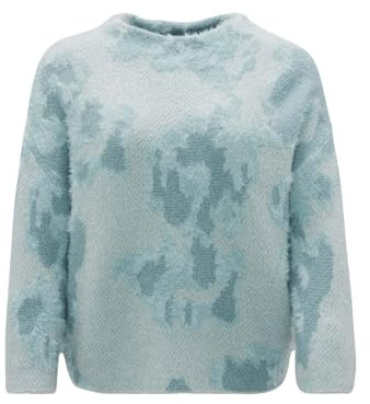 OPUS Damen Pullover | Pullover PLUMI Loose aus flauschigem Jaquard Strick Glacier Blue, 38