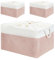 Mangata Soft Fabric Storage Boxes, Multi-Size, Rectangular Container Baskets for Shelf, Wardrobe, Toys and Clothes, 50x40x30 cm, Pink and White(XXLarge, 3 Pack)