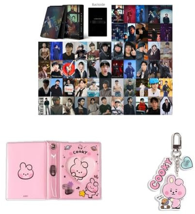 Kpop Set 60pcs JIMIN Persönliche Fotokarten Postkarte, 32pcs Aufkleber, Chimmy Album Binder Halter Buch, Chimmy Schlüsselanhänger Schlüsselanhänger (Jungkook-I am still)