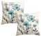 Artoid Mode Blau Wilde Blumen Geometrische Muster Frühling Kissenbezüge 2er Set, 45x45 cm Sommer Saisonnal Zierkissenbezug Couch Wohnzimmer Deko