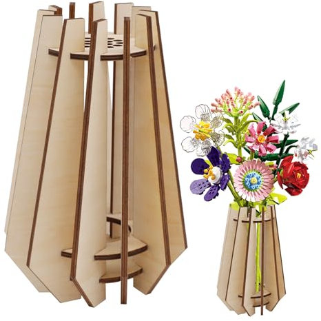 DHINCHANSAIB Vase en Bois pour Lego Fleurs Support en Bois pour Bouquet de Lego, Présentoir à Fleurs, Tournesol, Tulipes, Narcisses, Lotus