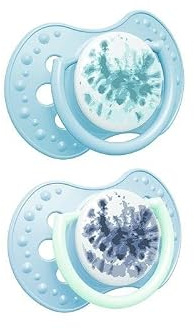 LOVI Silikon Schnuller dynamisch Tie Dye Blau 3-6m, 2 Stück