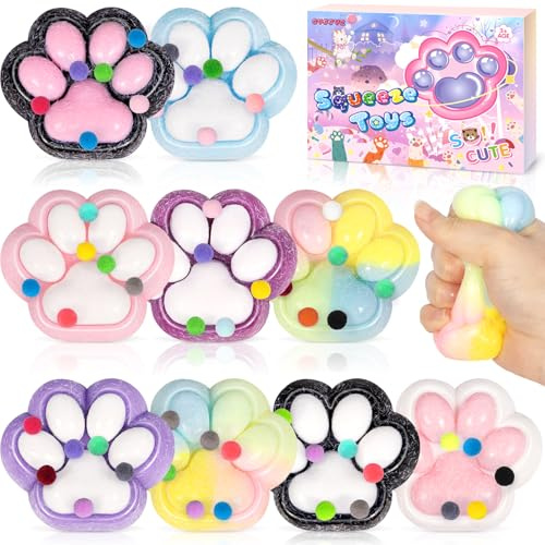 CYJJYZ 9 Stück Katzenpfoten Squishy, Squishy Pfote, Cat Claw Squishy Toy, Entspannungs Stressabbau, Katzenpfoten Quetschspielzeug, Kindergeburtstag Geschenke Party Mitgebsel für Kinder Erwachsene