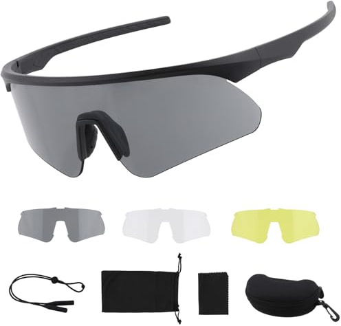 ToopMount Gafas Tácticas UV400, Gafas de Tiro ANSI Z87.1 con 3 Lentes, Montura TR90 Protección para Airsoft