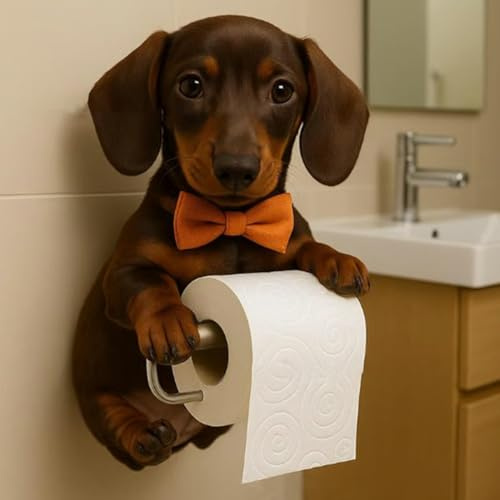 Dog Toilet Paper Holder, Cute Animal Paper Towel Holder, Wall Mounted Toilets Paper Storage Dispenser Toilets Roll Stand Kitchen Statue For Bathroom & Kitchen