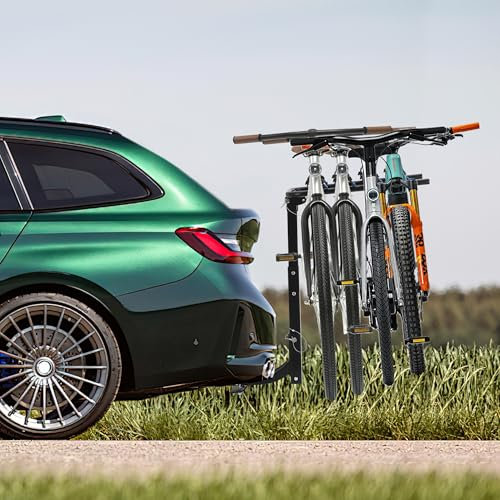 Porte-vélos pour 4 vélos avec tendeur d'attelage de remorque, sangles, pour voitures, camions, SUV et monospaces, facile à installer et à utiliser