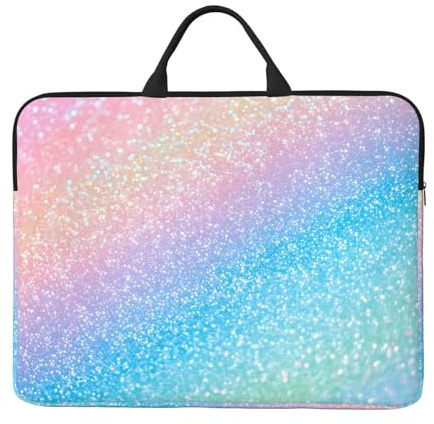 Rainbow Glitter Laptop Case 14 Zoll Shine Laptop Tasche für Damen Herren Wasserabweisend Business Computer Tragetasche Stoßfest Notebook Sleeve