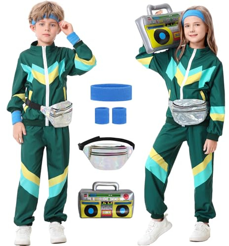 Ezuwail - Traje de running para niños de los años 80 y 90 (6 unidades), unisex, estilo retro, para el hip hop, danza, chándal