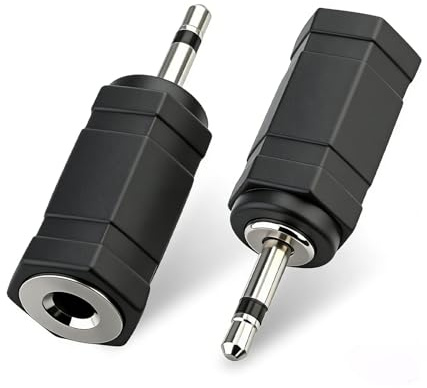 SEYUGOPTI 2,5mm Mâle vers 3,5mm Femelle Mono Adaptateurs, Lot de 2 | Mono Adaptateur Jack 2.5 vers 3.5, Plug-and-Play, Adapté Aux éCouteurs, Enceintes et Téléphones Portables