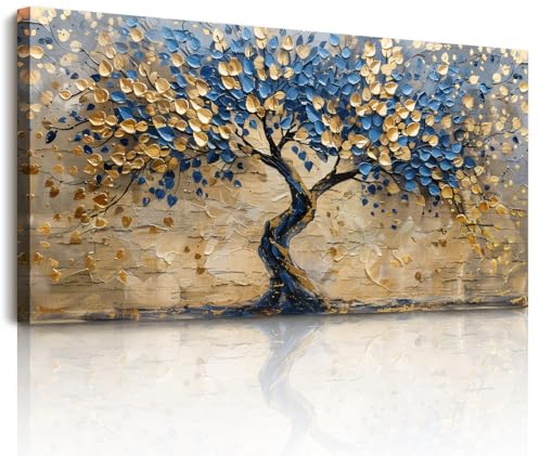 hyidecorart Modern Wandbilder Wohnzimmer Baum des Lebens Gemälde 73x146 cm | Farbenfrohes Motiv, HD-Druck, Einfach Aufzuhängen, Großformat, Vielseitige Wanddeko, Wohnkunst, Geschenk, Schnellinstallation