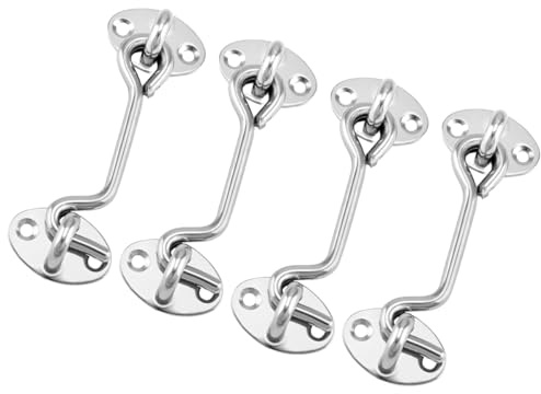 Domira Chrome Hook & Eye Latch – Heavy Duty Stainless Steel Door Lock | 3, 4, 6, 8 | Gate Hook and Eye Latch for Doors, Sheds, Windows, Barns, Sliding & Wooden Gates (Pack of 2 & 4)