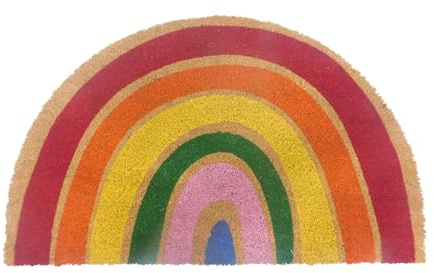 Relaxdays Fußmatte Kokos, halbrund, 80x50 cm, Türvorleger Designwahl, innen & außen, rutschfest, wetterfest, bunt