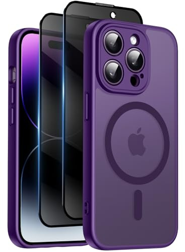 Qasyfanc Funda para iPhone 14 Pro MAX, Compatible con MagSafe, Violeta Oscuro