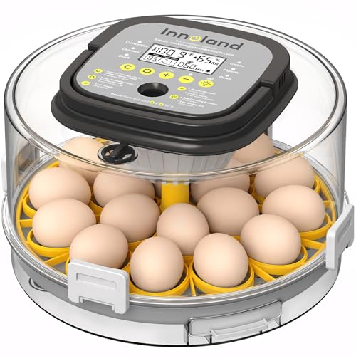 Brutautomat Vollautomatisch, Inkubator Hühner 18 Eier, Brutmaschine Mit 5 Smart Presets, Mit Feuchtigkeitskontrolle, 1L Wassertank Ohne Nachfüllen, Mit Eierlampe, Automatischer Eierwender Für Hühner