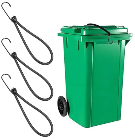 Wheelie Bin Locks for UK, Wheelie Bin Lid Straps with Hooks for Securing Luggage, Camps, Tarps, Wheelie Bin Lid Cover(Pack of 3)