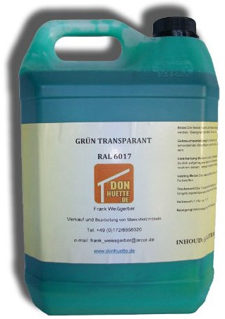 Beize Holzbeize Grün RAL 6017 5000 ml Grundpreis € 13,00/l